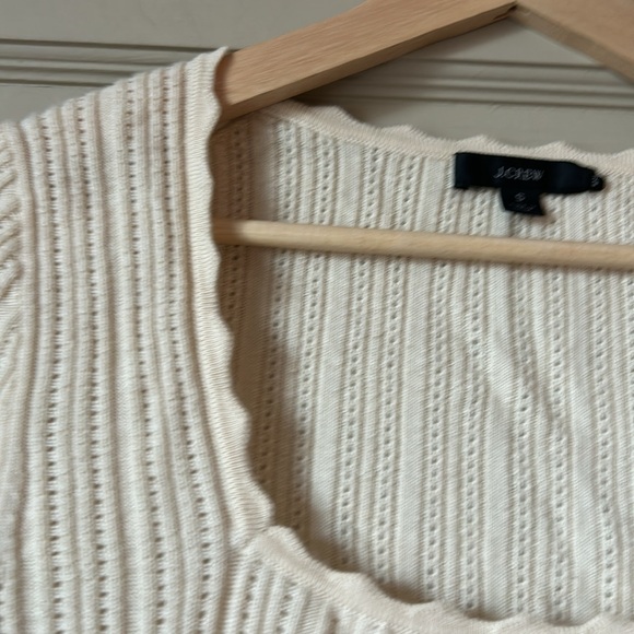 J.Crew Cream Merino Square Neck Pointelle Sweater - small - Picture 5 of 7